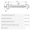 SPAX wkręt 4,5x40 główka stożkowa PZ, 4C MH