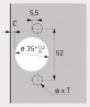 HETTICH 9289590 Veosys zawias nakładany stal nierdzewna TH52x5,5 SiSy
