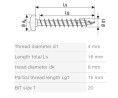 SPAX wkręt 4x16 główka półkulista TXS, W, 4C