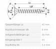 SPAX wkręt 4x40 główka stożkowa TXS, W, 4C MH, ocynk czarny
