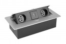 StrongPower Gniazdo elektryczne 2x 230V,2x USB Power, srebrne