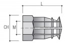 Kołek rozporowy  BU55-M6x9/8mm mosiądz