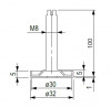 HETTICH 9318261 Śruba regulacyjna do cokołów M8/100
