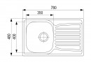 StrongSinks S1 Zlew Nisa stal nierdz. satyn. 780x480 z okapnikiem,montaż od góry
