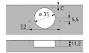 HETTICH 77708 Intermat 9936 równoległy wpuszczany TH52 wkręt
