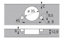HETTICH 9088081 Sensys 8639i wpuszczany 95° SiSy,równoległy 45x9.5, montaż Fix