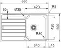 FRANKE Zlewozmywak SKX 611-86 3 1/2 860x500mm stal nierdzewna