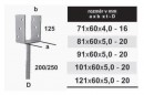 TK-podstawa słupa U2 wąska 71x60x4,16x250mm