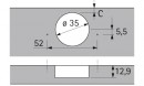 HETTICH 9090260 SENSYS 8631i 95° TH52, nakładany do grubych drzwi do 32mm, SiSy
