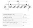 SPAX wkręt  5x60 główka półkulista  TSX,W,4C,