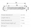 SPAX wkręt 3,5x12 główka półkulista TSX,W,4C,