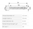 SPAX wkręt 4,5x30 główka półkulista TSX,W,4C,