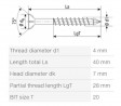 SPAX wkręt  M 4x40/28 główka stożkowa TXS,W,C