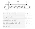 SPAX wkręt 3,5x20 główka półkulista PZ,W,4C,