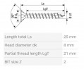 SPAX wkręt 4x25  główka stożkowa PZ,W,4C MH