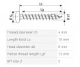SPAX wkręt  4x15 główka półkulista PZ,W,4C,