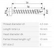 SPAX wkręt 4,5x16 główka półkulista PZ, W, 4C