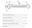 SPAX wkręt 3,5x40 główka stożkowa TXS,W,4C MH