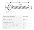 SPAX wkręt 3,5x45 główka stożkowa  TXS,W,4C MH