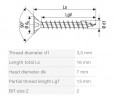 SPAX wkręt 3,5x16 główka stożkowa PZ, W, 4C MH