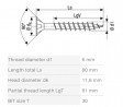 SPAX wkręt  6x80 główka półkulista  TXS,W,4C MH