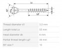 SPAX wkręt 3,5x55 główka stożkowa  TXS,W,4C MH