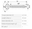SPAX wkręt 2,5x16 główka stożkowa PZ, W, 4C MH