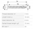 SPAX wkręt  4x16 główka półkulista  TSX, W, 4C
