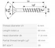 SPAX wkręt  6x80/46 główka półkulista  TXS,W,4C MH, częściowy gwint