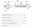 SPAX wkręt  5x110/69 główka półkulista  PZ, W, 4C MH, częściowy gwint