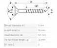 SPAX wkręt  5x50/32 główka półkulista  PZ, W, 4C MH, częściowy gwint