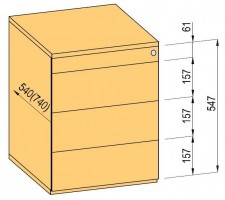 K-BBP kontener TipAer komplet 540mm typ 3/ver.9 (metal.szuf.częściowa.prow,push)