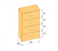 K-BBP Szafa na dokumenty typ R4 do szer.wew.762 mm/390 mm, wys.1276 mm z tłum.