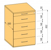 K-BBP Kontener 4+1, prowadnica rolkowa Strong