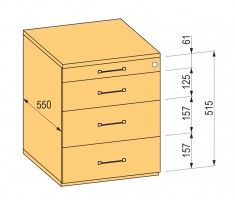 K-BBP Kontener 3+1, prowadnica rolkowa strong