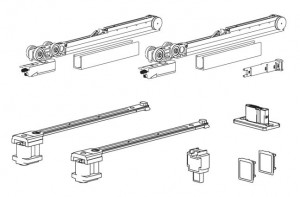 TERNO Evolution Zestaw okuć do drzwi przesuw. wewn. 80kg, 2x amortyzator 70mm
