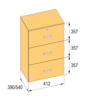 K-BBP Kartotéka typ R3 pro vnitřní šířku 412 mm/390 mm, výška 1076 mm s tlumením