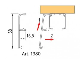 TERNO wewnętrzne drzwi przesuwne 40-120 kg, profil maskujący 1380/A/S 2 m