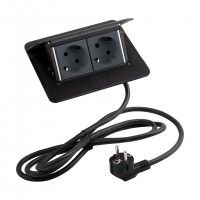 LEGRAND Pop-up v2, 2 gnizdka elektryczne 230 V Schuko, czarny matowy