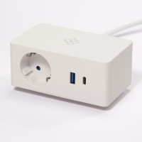 VersaQ  1x 230V, USB A+C 5V, bezprzewodowe ładowanie Qi, biały, Schuko