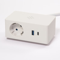 VersaQ HUB 1x 230V, 1x RJ45. USB-A+C 5V, 1x HDMI, bezprzew. ład. Qi,biały,Schuko