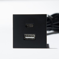 VersaPick, 1x USB A/C, kwadrat, czarny matowy