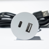 VersaPick, 1x USB A/C, okrągły, biały matowy RAL 9003