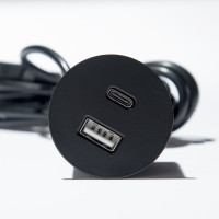 VersaPick, 1x USB A/C, okrągły, czarny matowy