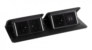 LEGRAND Pop-up podwójny, 3x 230V, ładowarka USB A+A, czarny