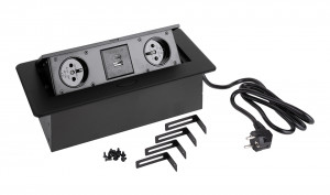 StrongPower Gniazdko elektryczne 2x 230V, 2x  USB A/C, czarny, FR
