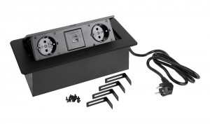 StrongPower Gniazdko elektrycne 2x 230V, 2x USB A/C, Schuko, czarny