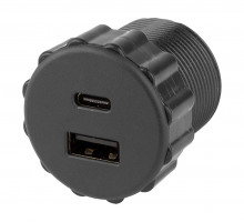 StrongPower ładowarka USB A/C,2x wejście, średnica 35mm czarna