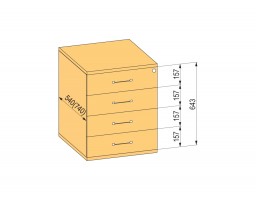 K-BBP Kontener 740 mm typ 8/typ 6 (szuf.plast.,częściow.wysuw,dociąg,tłum.)