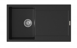 StrongSinks S3 Zlewozmywak granit ZALA 860,860 x 500 mm,z ociekaczem, czarny
